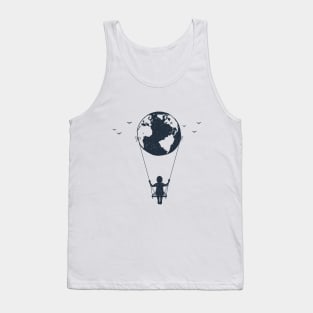 Earth, Girl On A Swing. Creative Illustration Tank Top